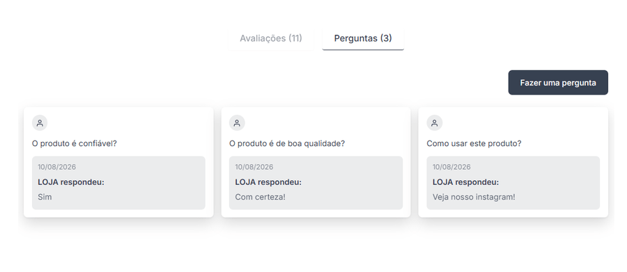 Gestão das perguntas pelo painel